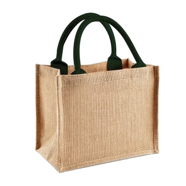Westford Mill Jute mini-presentpåse (6 liter) Natural/Forest Green One Size