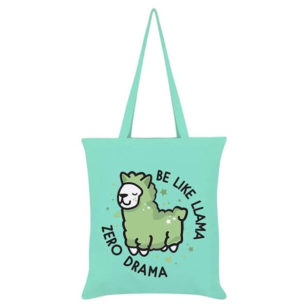 Grindstore Be Like Llama Zero Drama Tote Bag Mint Green One Size