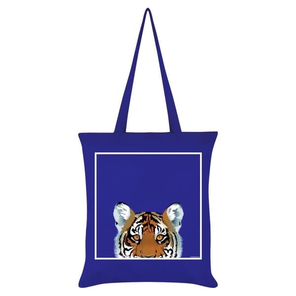 Inquisitive Creatures Tiger Tote Bag Blue 38 x 42cm