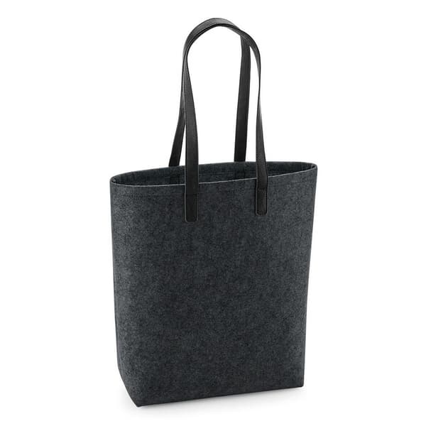 Bagbase Vuxna Unisex Premium Felt Tote Charcoal Melange/Black One Size