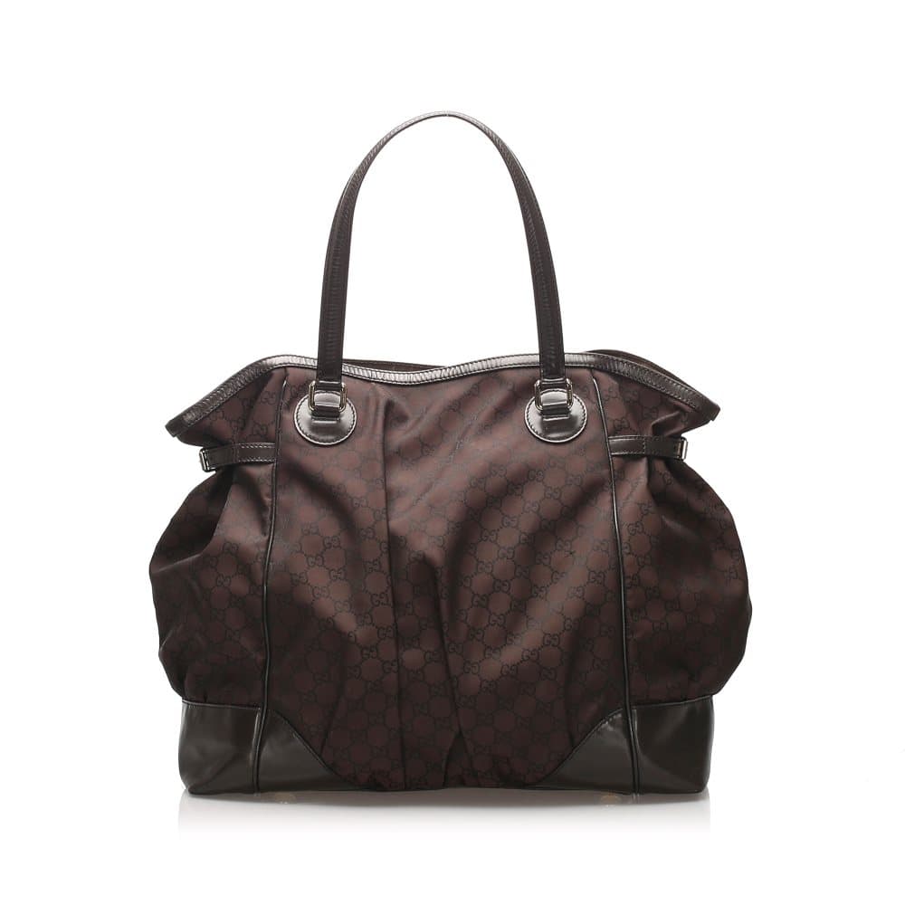 Gucci GG Nylon Tote Bag Brown