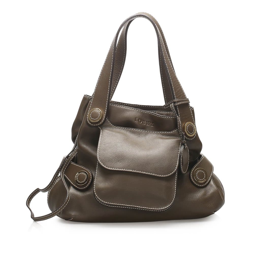 Loewe Anagram Leather Tote Bag Brown