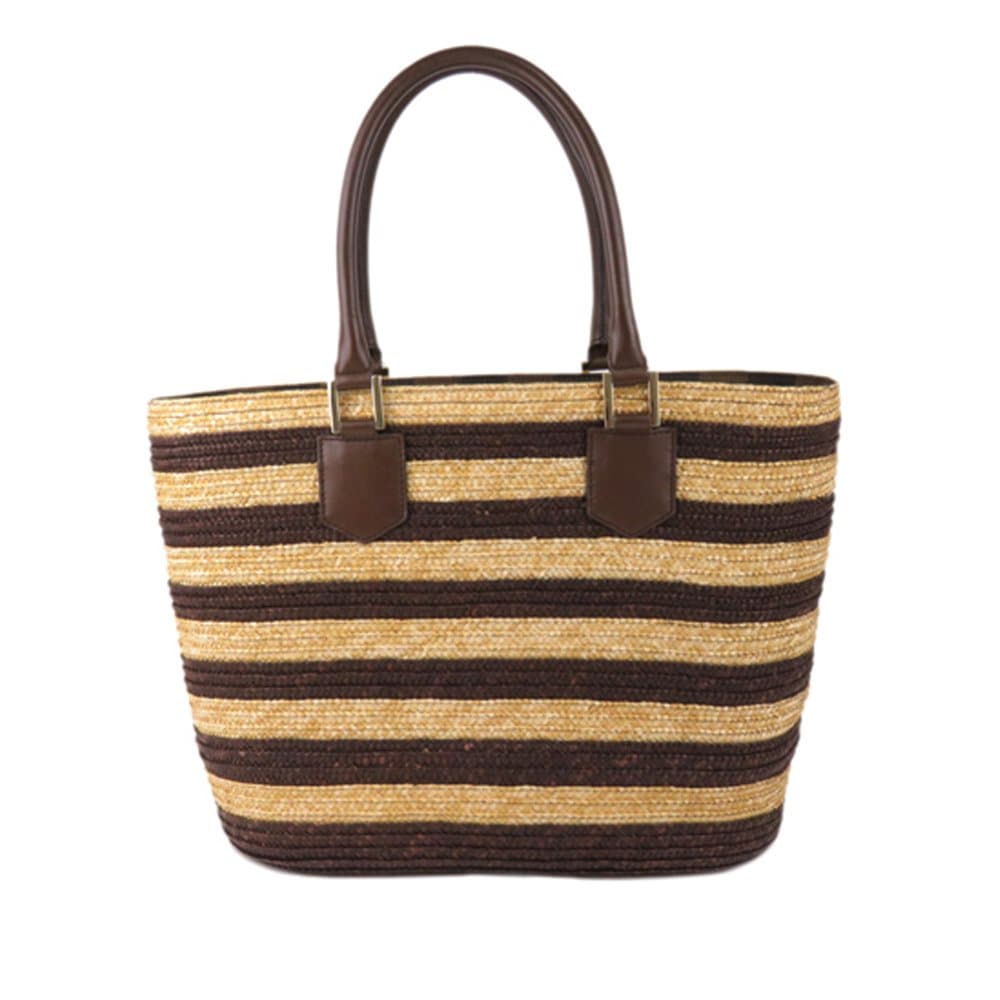 Fendi Pequin Straw Tote Bag Brown