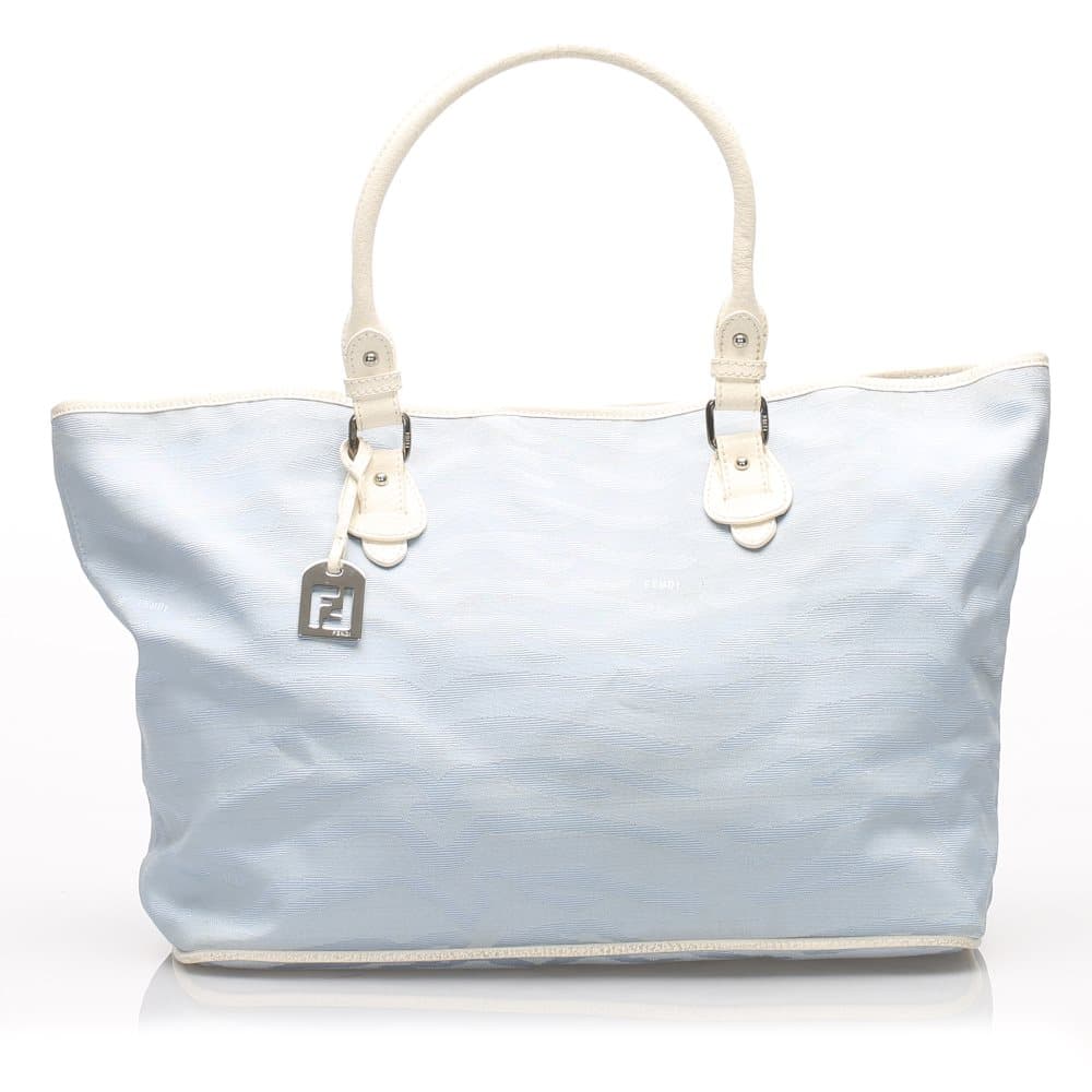 Fendi Tiger Print Canvas Tote Bag Blue