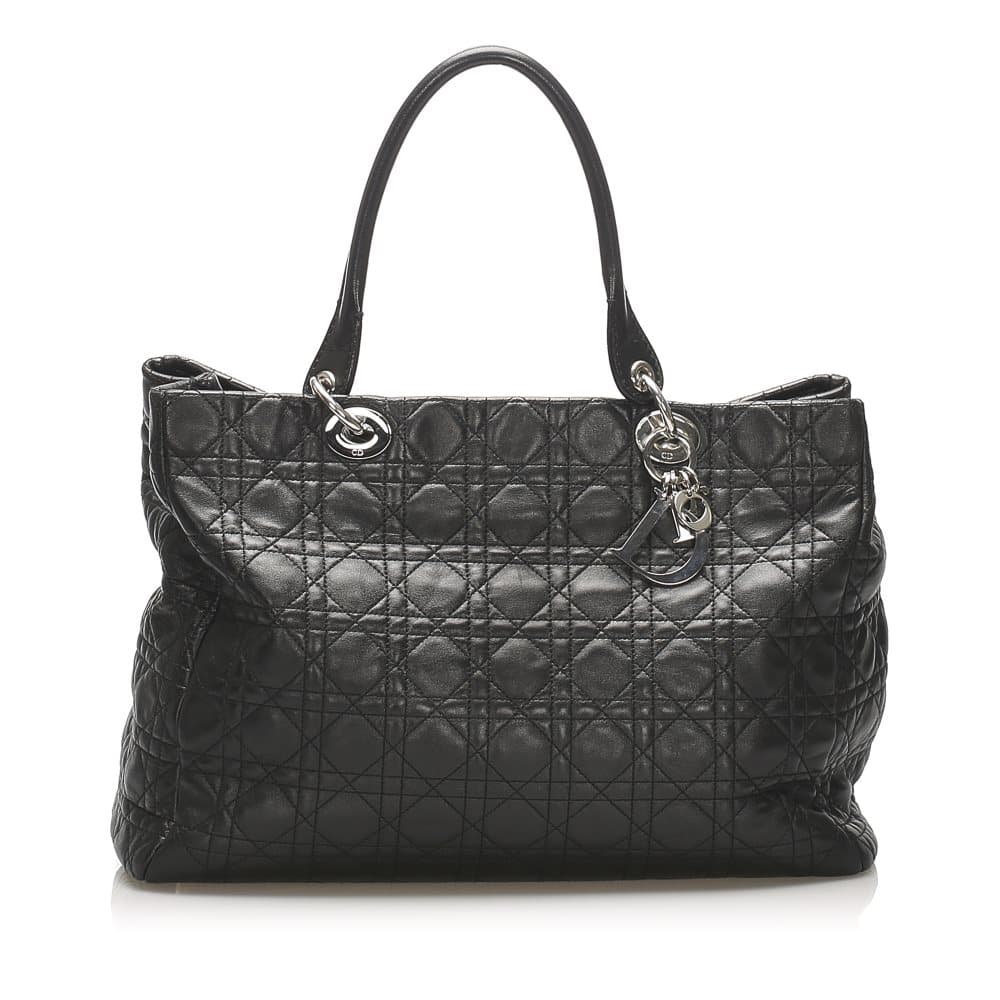 Dior Lady Dior Lambskin Leather Tote Bag Black