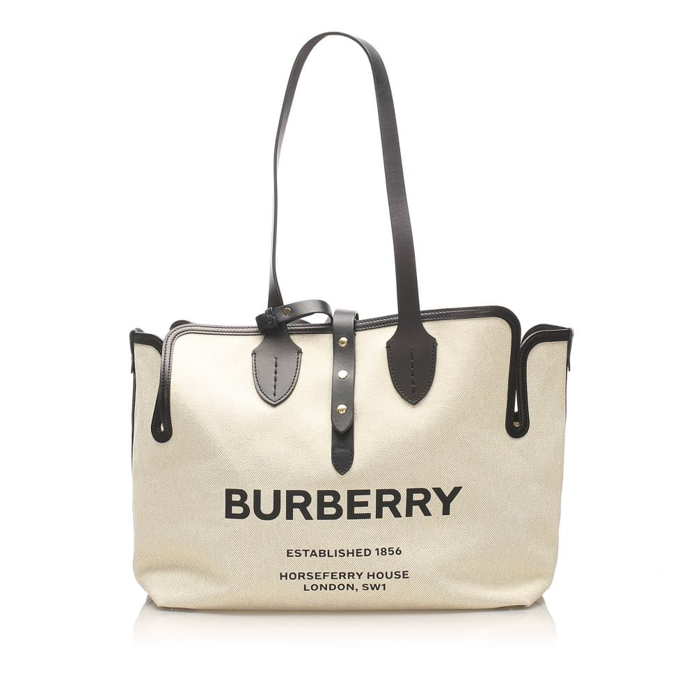 Burberry Soft Belt Canvas Tote Bag Brown