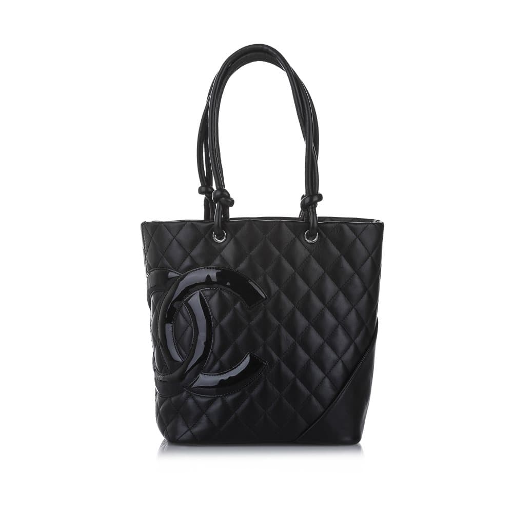 Chanel Cambon Ligne Lambskin Leather Tote Bag Black