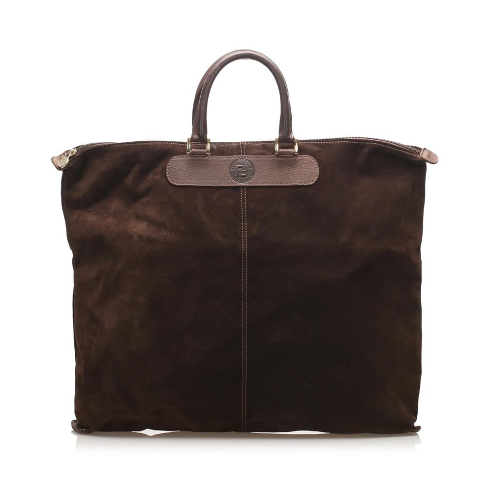 Pre-owned Fendi Suede Tote Bag Brown