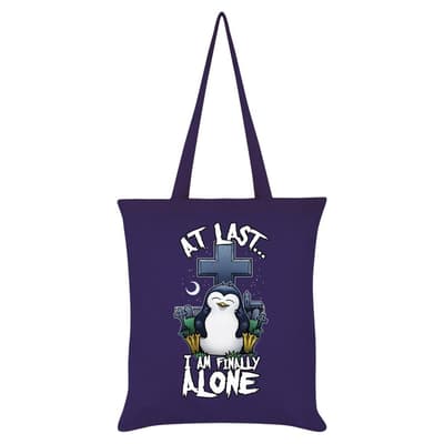 Psycho Penguin I Am Finally Alone Tote Bag