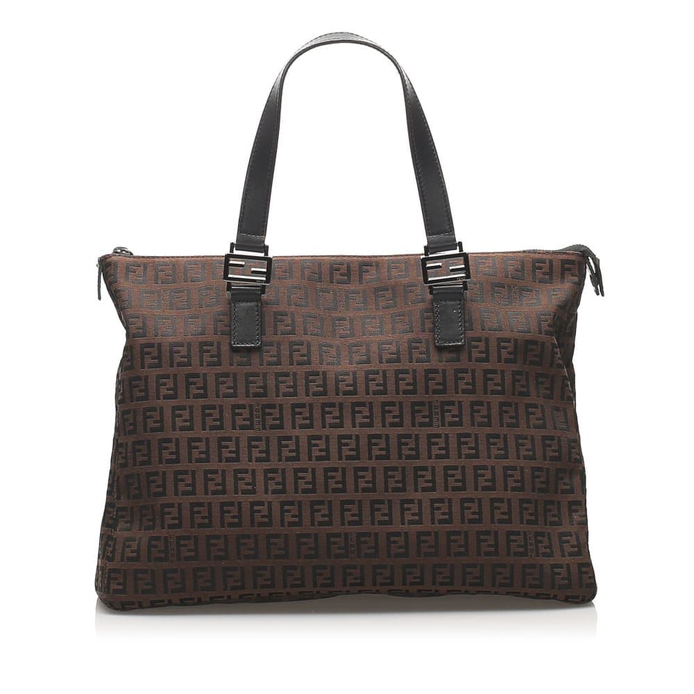 Fendi Zucchino Canvas Tote Bag Brown