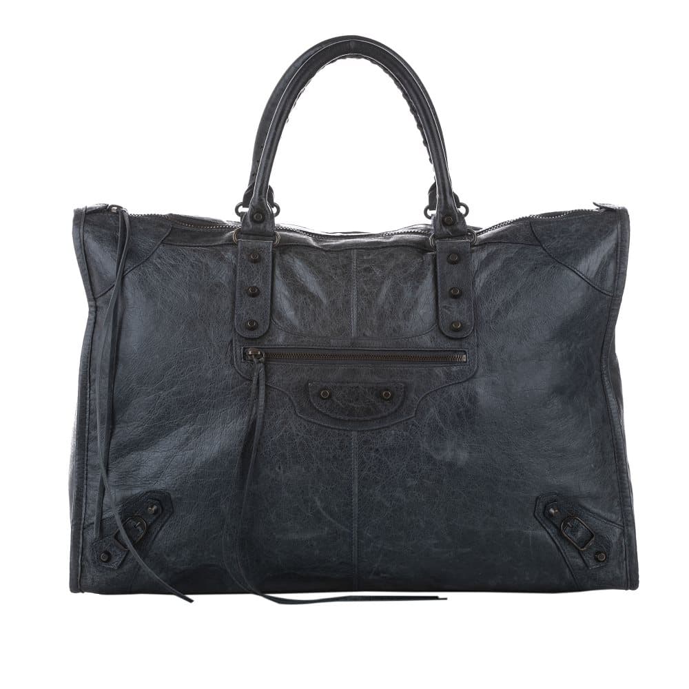 Balenciaga Large Motocross Classic City Leather Tote Bag Gray