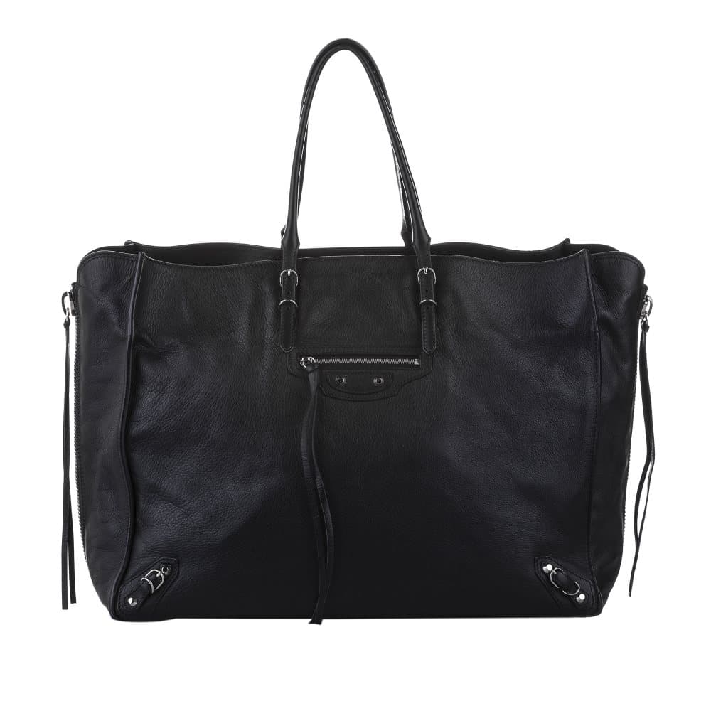 Balenciaga Papier A4 Leather Zip-Around Tote Bag Black