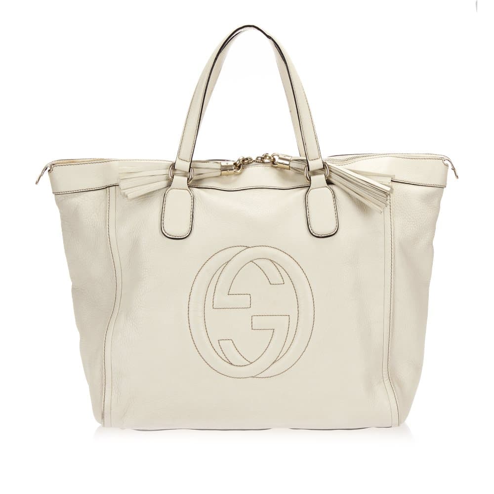 Gucci Soho Working Leather Tote Bag White