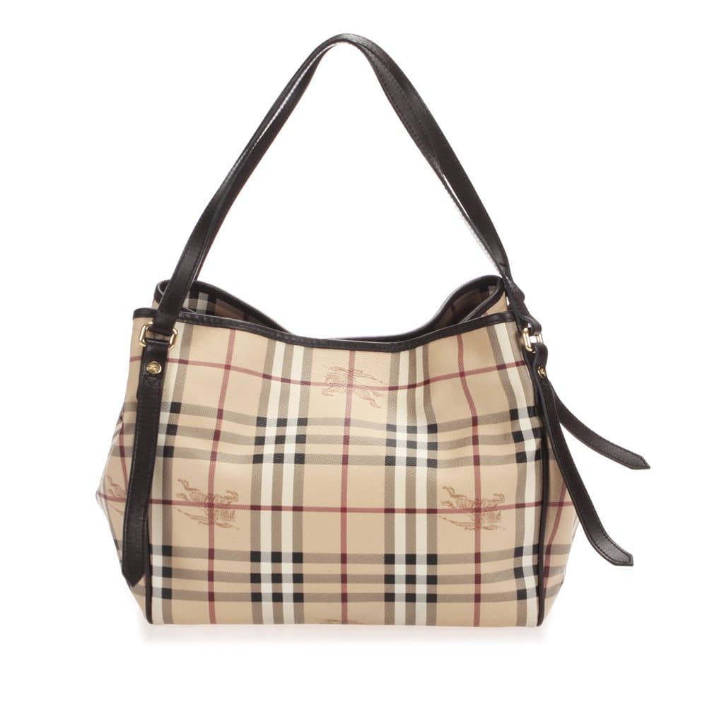 Burberry Haymarket Check Canterbury Coated Canvas Tote Bag Brown