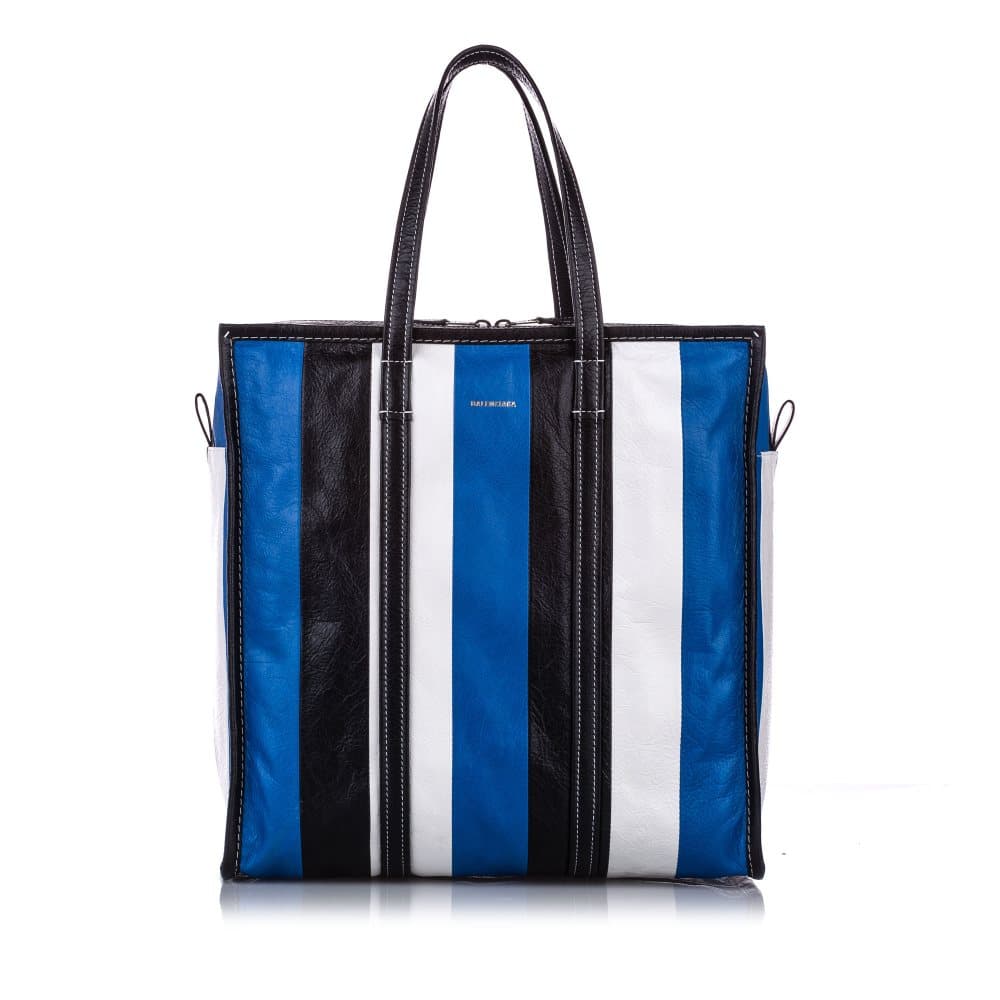 Balenciaga M Bazar Shopper Lambskin Leather Tote Bag Blue