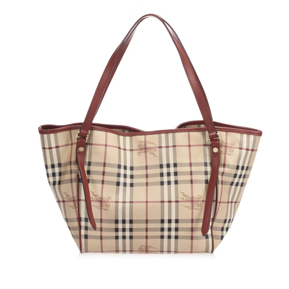 Burberry Haymarket Check Canterbury Coated Canvas Tote Bag Brown