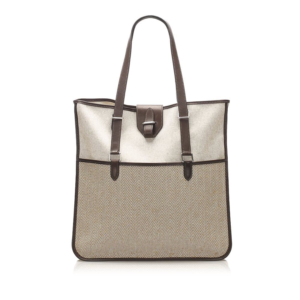 Hermes Sac Jumping Canvas Tote Bag Brown