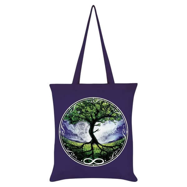Grindstore Spirituel livets træ indkøbstaske Purple/Green One Size