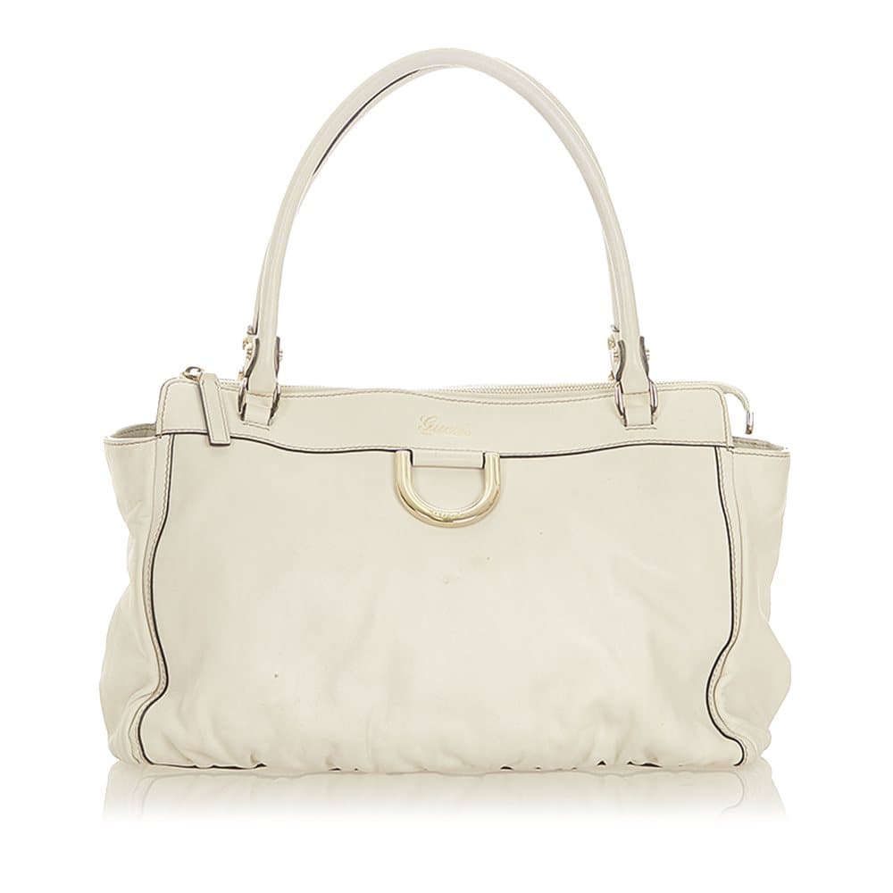 Pre-owned Gucci Abbey D-ring Leather Tote Bag White