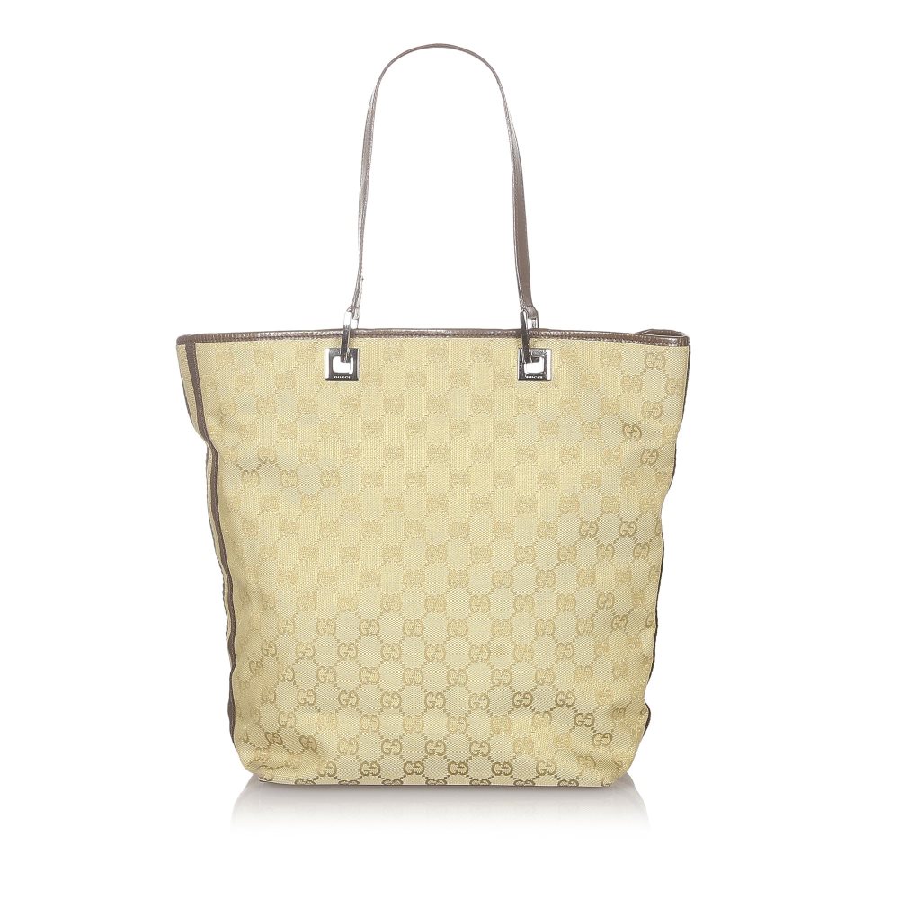 Pre-owned Gucci GG Canvas Web Tote Bag Brown Product Image