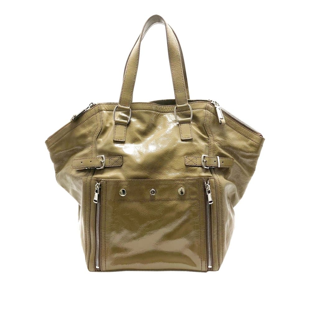 Pre-owned YSL Downtown Patent Leather Handbag Brown