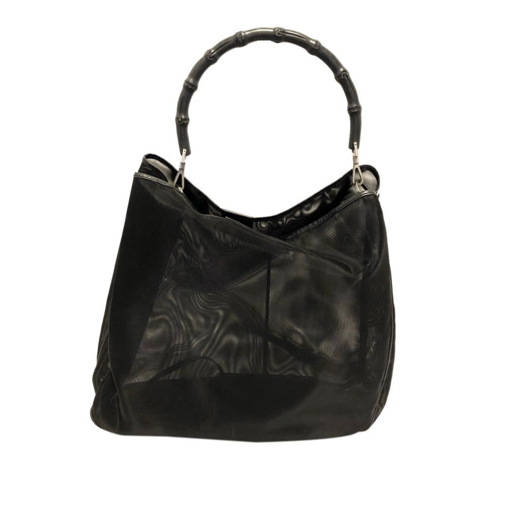 Pre-owned Gucci Bamboo Mesh Tote Bag Black
