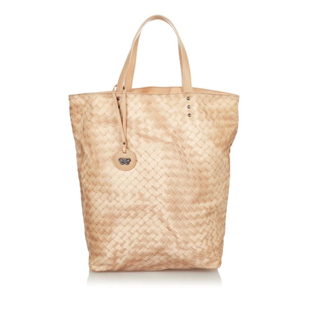 Pre-owned Bottega Veneta Intrecciolusion Nylon Tote Bag Brown