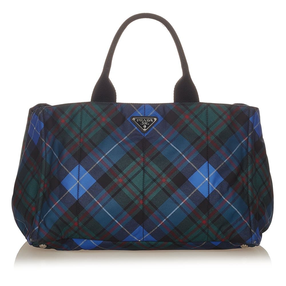 Pre-owned Prada Tessuto Stampato Tote Bag Blue
