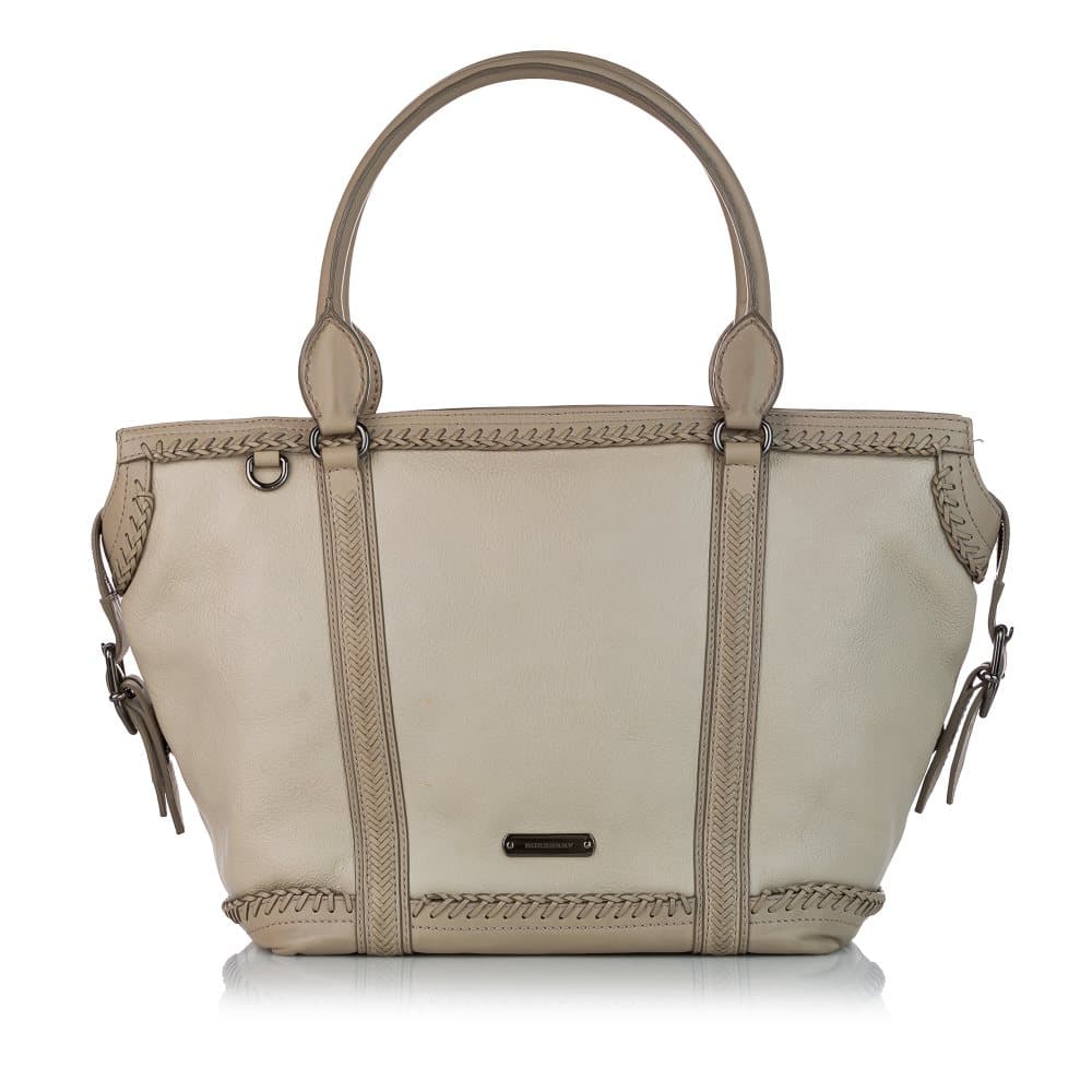 Pre-owned Burberry Montgomery Leather Tote Bag Gray