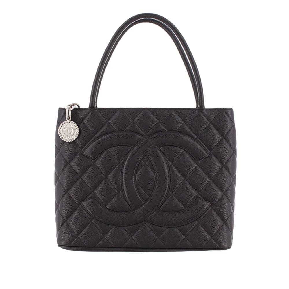 Pre-owned Chanel Medallion Caviar Leather Tote Bag Black