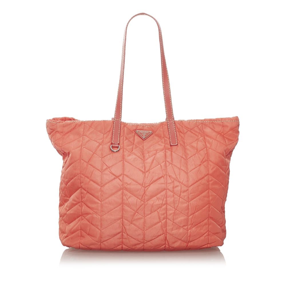 Pre-owned Prada Quilted Tessuto Tote Bag Orange