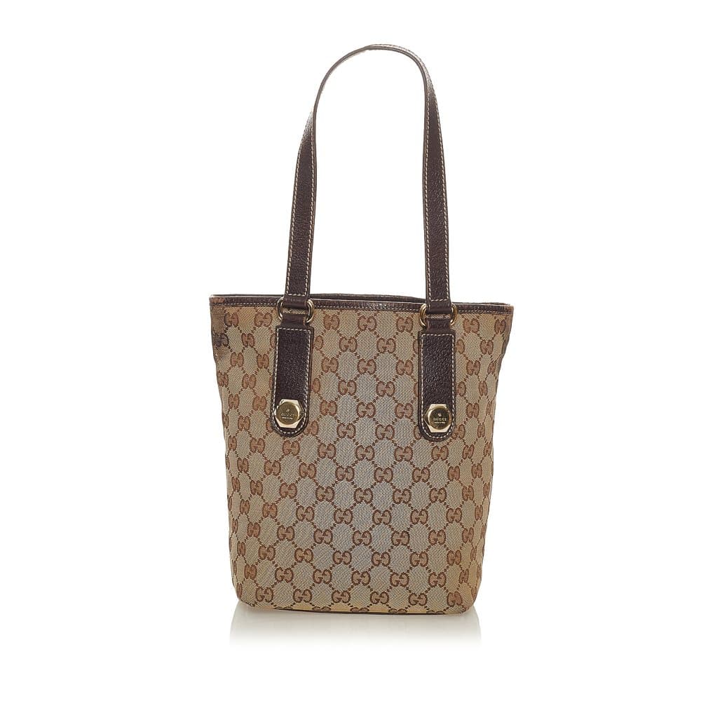 Pre-owned Gucci GG Canvas Charmy Tote Bag Brown