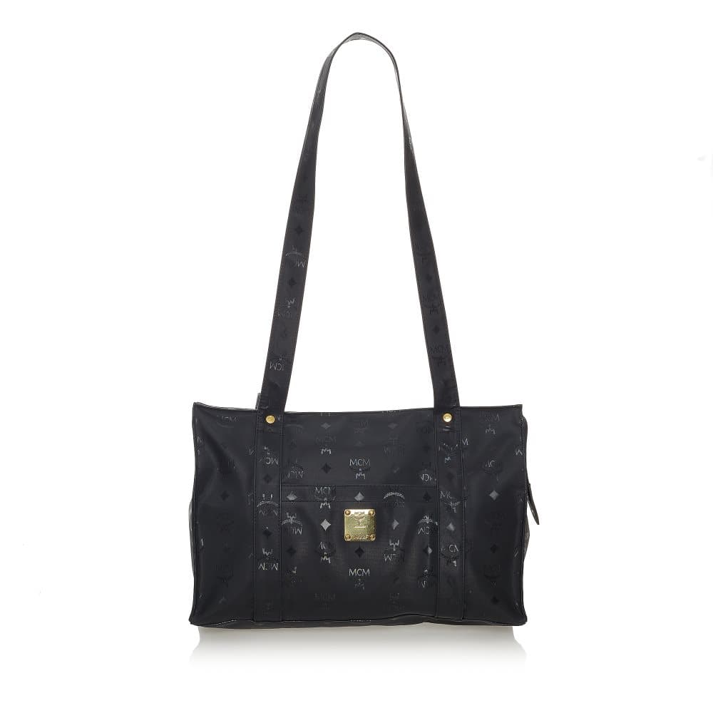 Pre-owned MCM Visetos Nylon Tote Bag Black