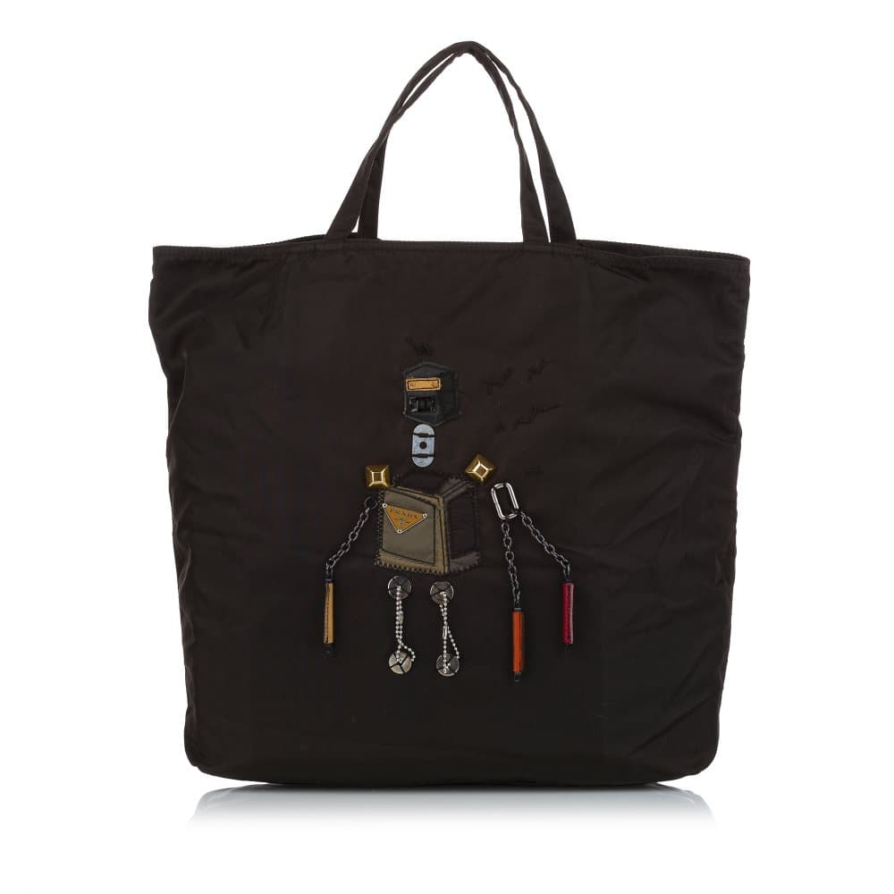 Pre-owned Prada Tessuto Robot Tote Bag Black