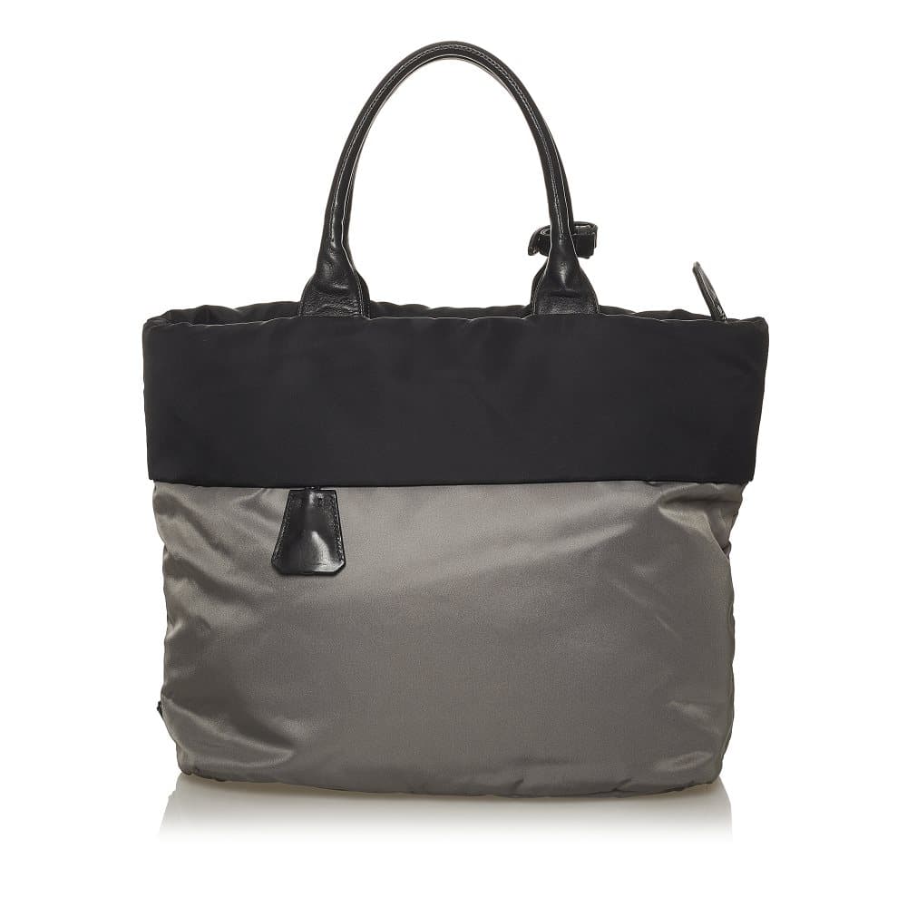 Pre-owned Prada Tessuto Reversible Tote Bag Gray