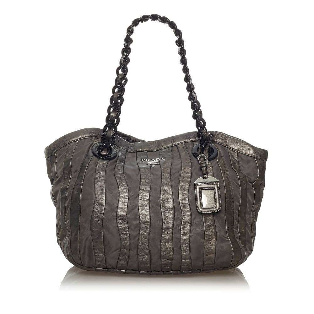 Pre-owned Prada Tessuto Nappa Waves Tote Bag Gray