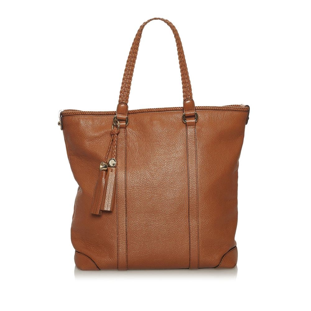 Pre-owned Gucci Marrakech Leather Tote Bag Brown