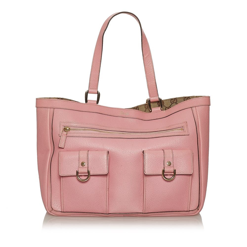 Pre-owned Gucci Abbey Iris Leather Tote Bag Pink