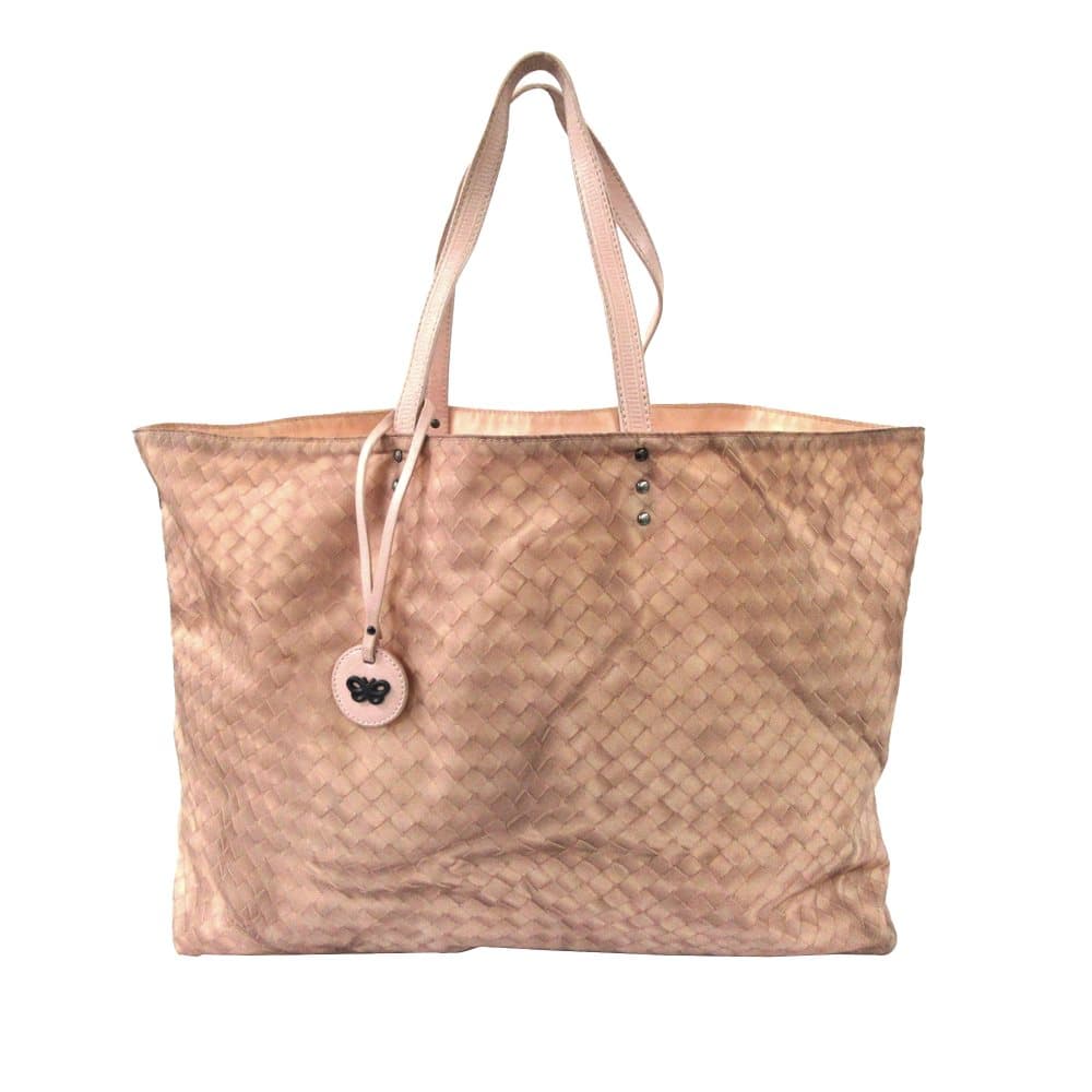 Pre-owned Bottega Veneta Intrecciolusion Nylon Tote Bag Pink