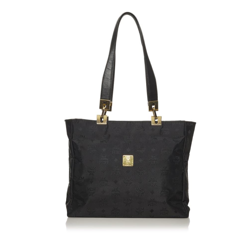 Pre-owned MCM Visetos Nylon Chain Tote Bag Black