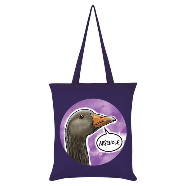 Cute But Abusive Arsehole Goose Tote Bag Purple/Brown/White One Size