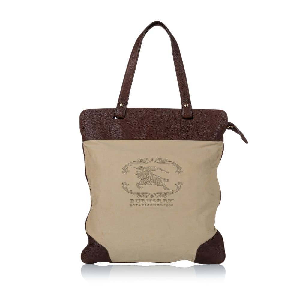 Pre-owned Burberry Stowell Canvas Tote Bag Brown