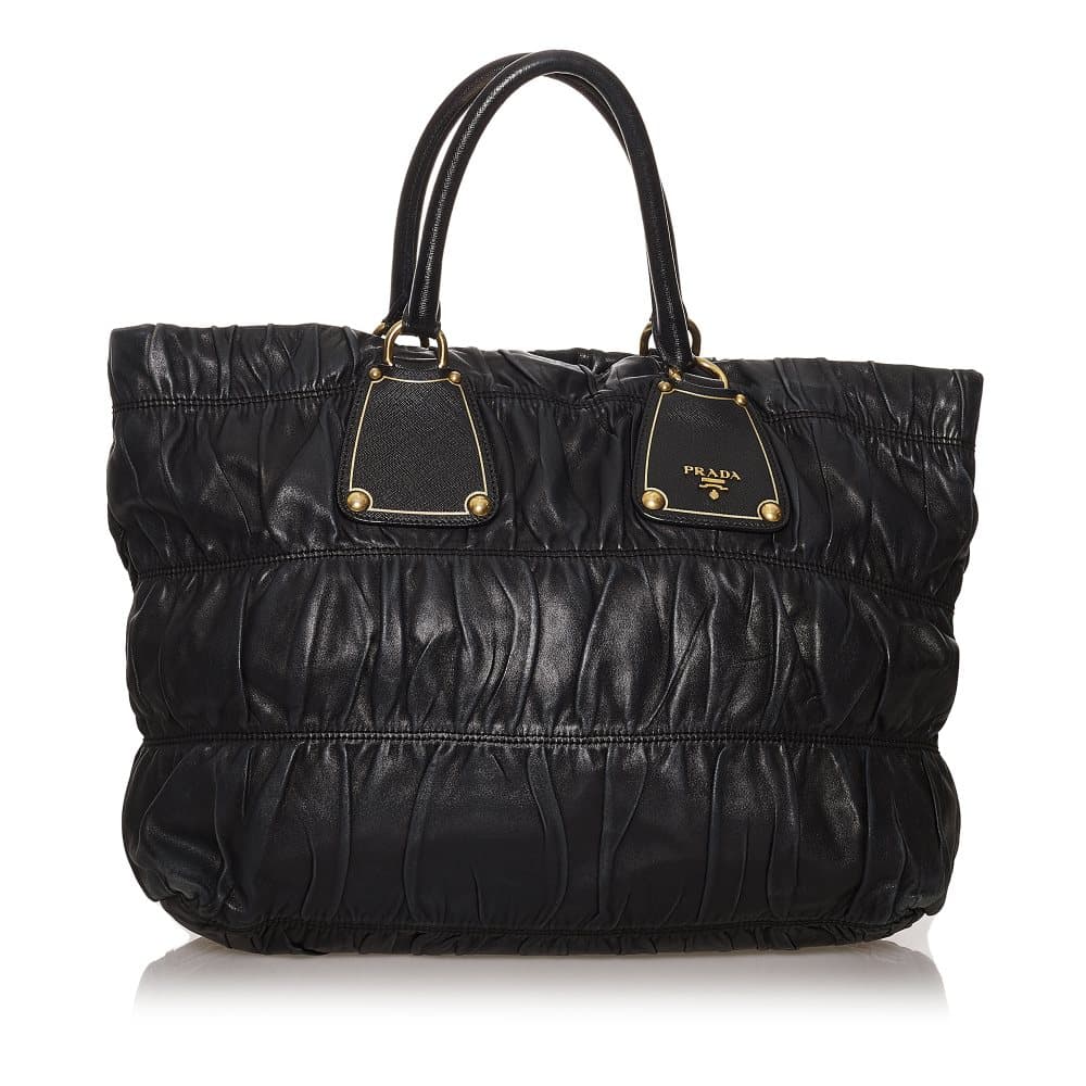Pre-owned Prada Nappa Gaufre Tote Bag Black