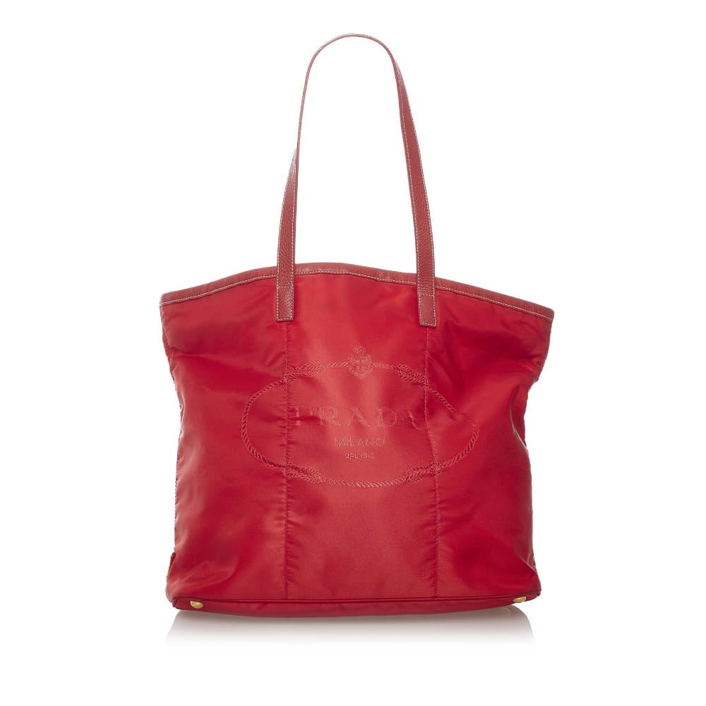 Pre-owned Prada Tessuto Canapa Tote Bag Red