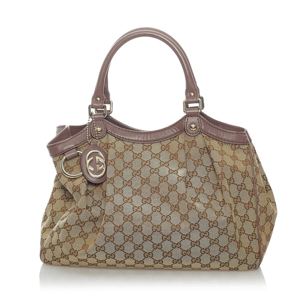 Pre-owned Gucci GG Canvas Sukey Tote Bag Brown