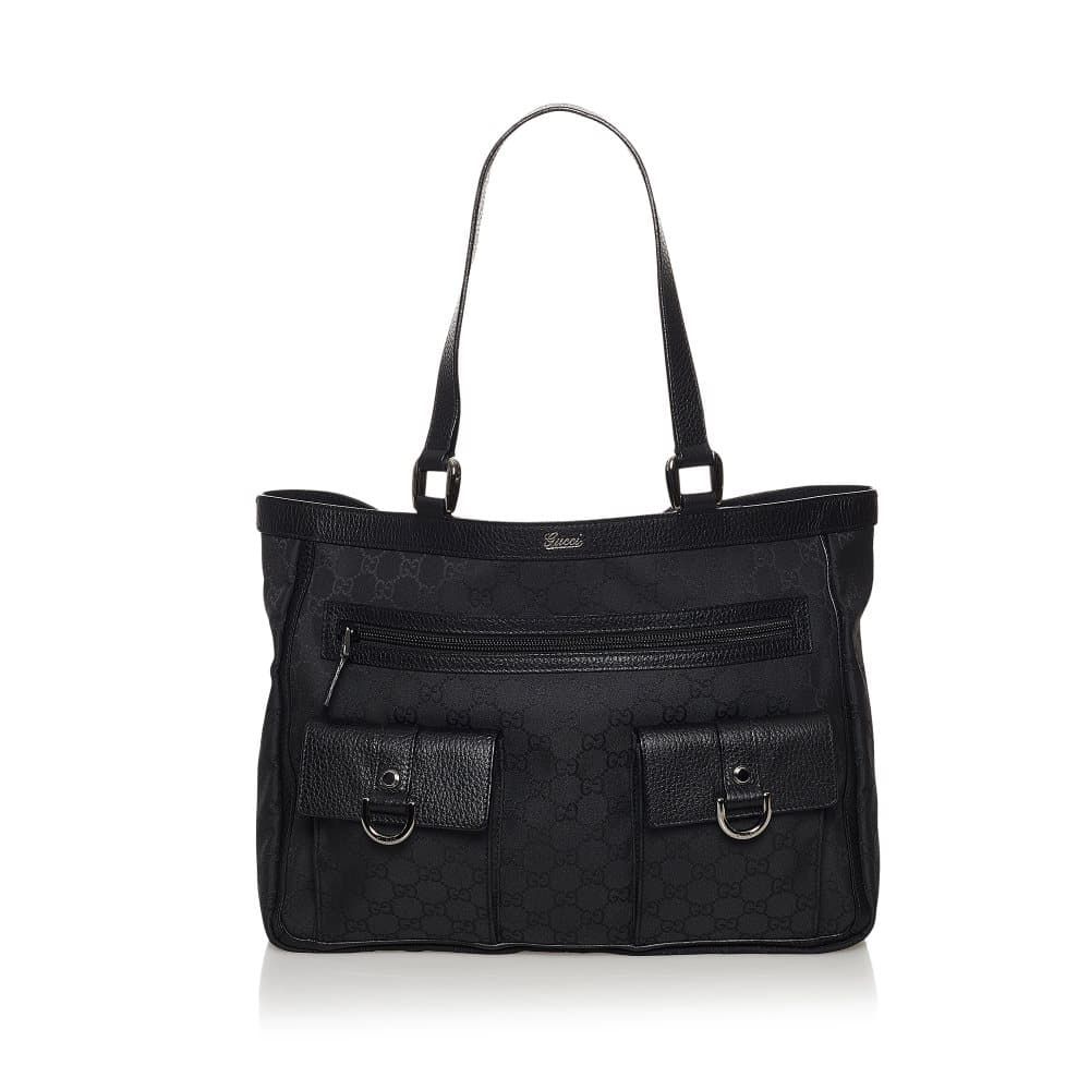 Pre-owned Gucci GG Canvas Abbey D Ring Tote Bag Black