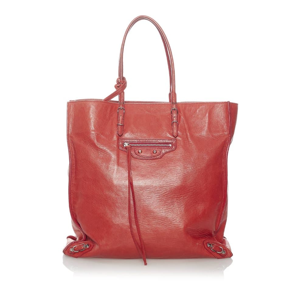 Pre-owned Balenciaga Papier A5 Leather Tote Bag Red