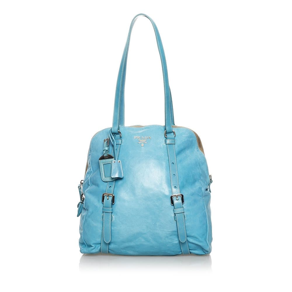 Pre-owned Prada Leather Tote Bag Blue