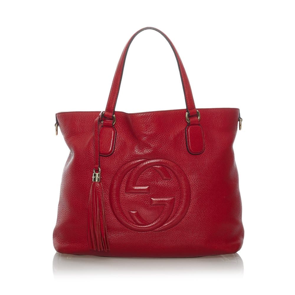 Pre-owned Gucci Soho Working Leather Tote Bag Red