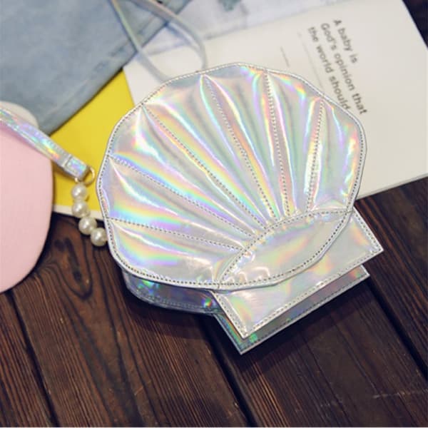FASHION Kvinnor Shell Shape Crossbody Bag Holografisk Clutch Laser Handväska Handväska